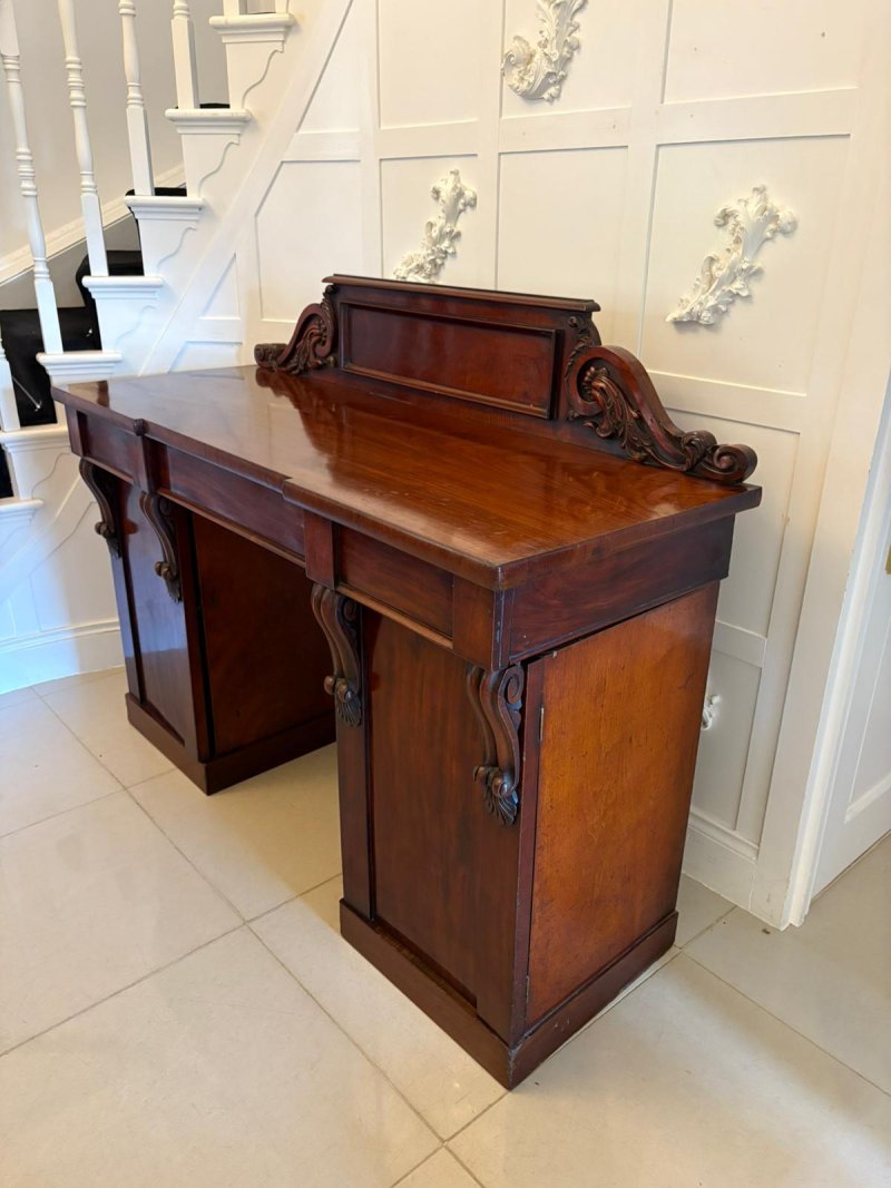 Antique Victorian Quality Carved Figured Mahogany Sideboard - Image 7
